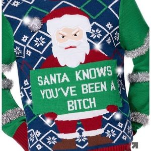 “Santa Knows You’ve Been A B***h” Ugly Christmas Sweater